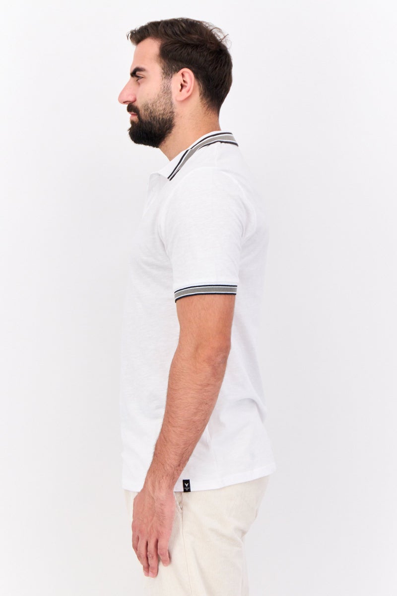 Company Eighty One Men Regular Fit Short Sleeves Brand Logo Polo Shirt, White - Image 2